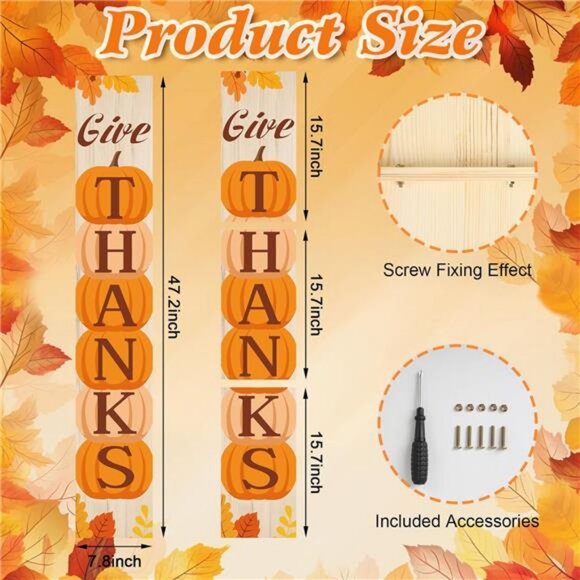 45.2"H Pumpkin Welcome Signs Thanksgiving Outdoor Decor for Fall Harvest Autumn - Picture 2 of 7